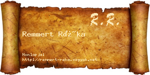Remmert Réka névjegykártya